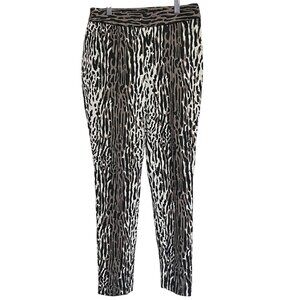 St. John Pants Womens 2 Black Beige Animal Print Stretch Slim Ankle Fit